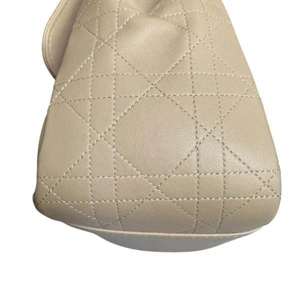 Christian Dior Shoulder Flap Bag Medium Nude Beige Pink Gold Chain - Picture 7 of 16